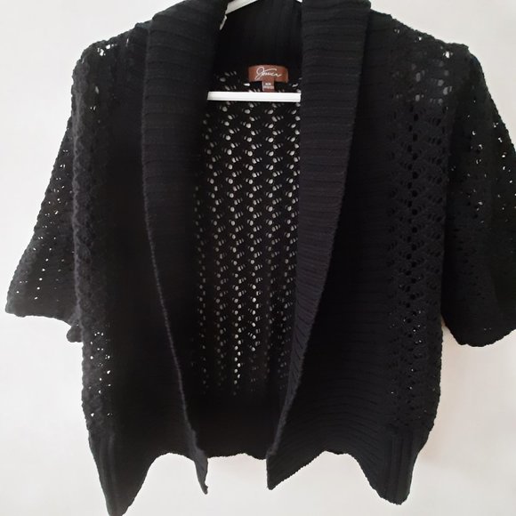 Jessica  sweater/shrug/bolero jacket. Black.  Short sleeve.size M. - Picture 5 of 16